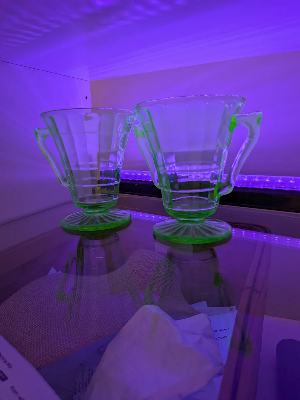 Green Depression Uranium Glass Creamer Sugar